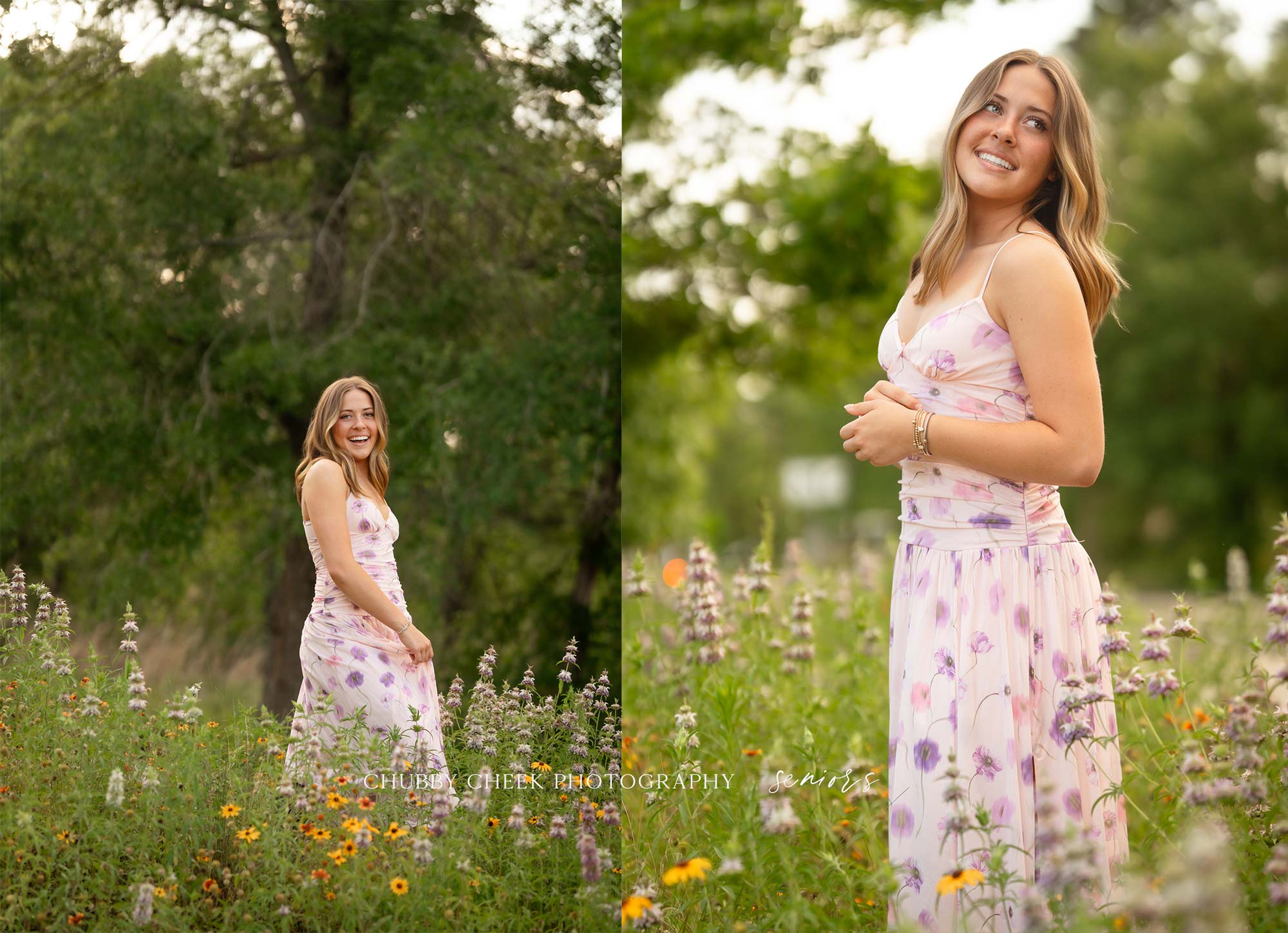 conroe texas wildflower senior photos at sunset