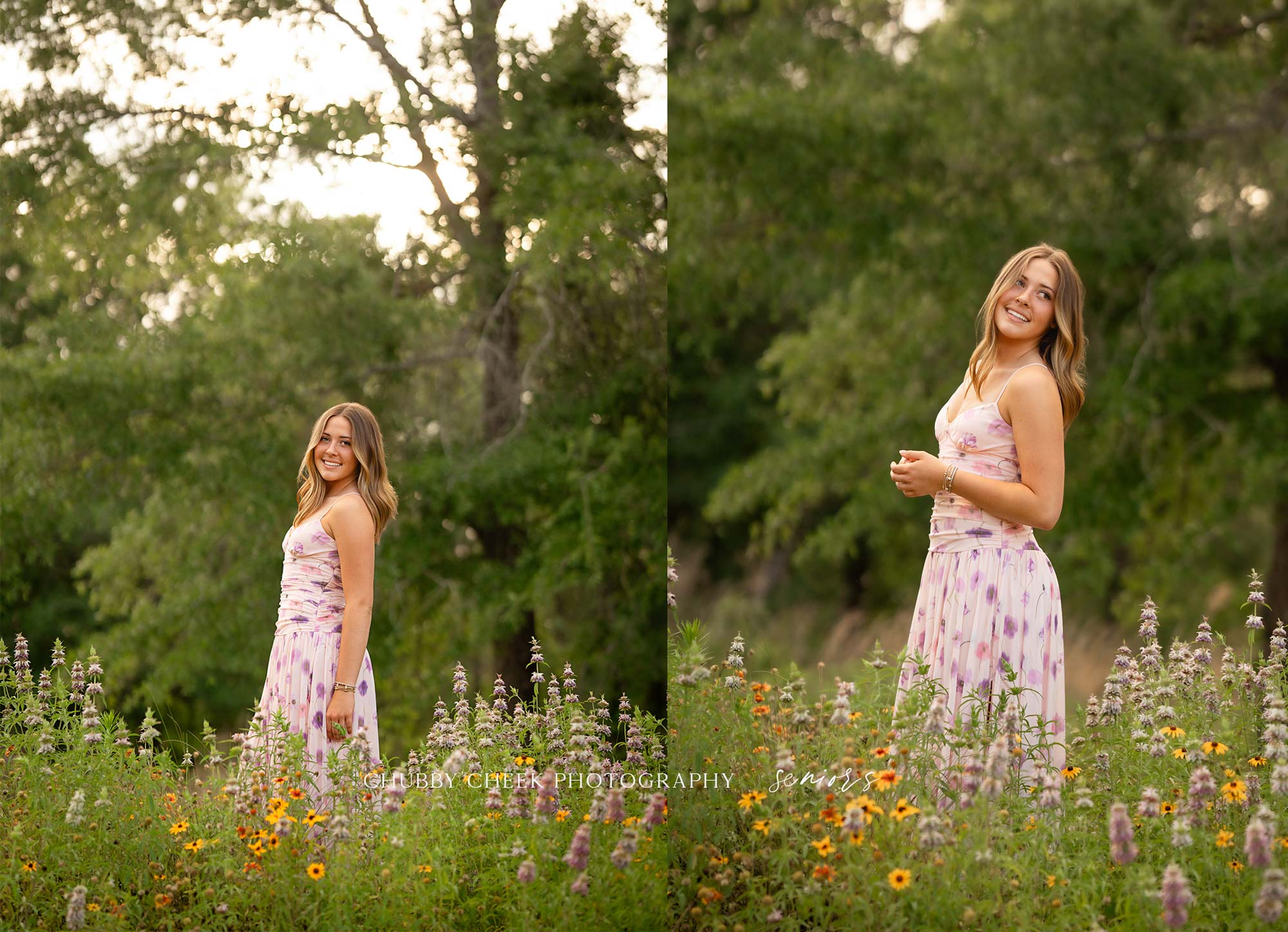 the woodlands wildflower senior photos in a field